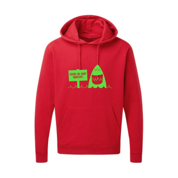 Cours de surf Vert fluo |Sweat capuche imprimé homme