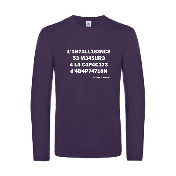 l -intelligence - t shirt- manches- longues- original- humour- Urban Purple impression Face