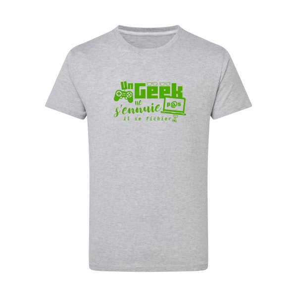 Un geek ne s'ennuie pas - Flex Vert pomme Tshirt original Light Oxford  5XL