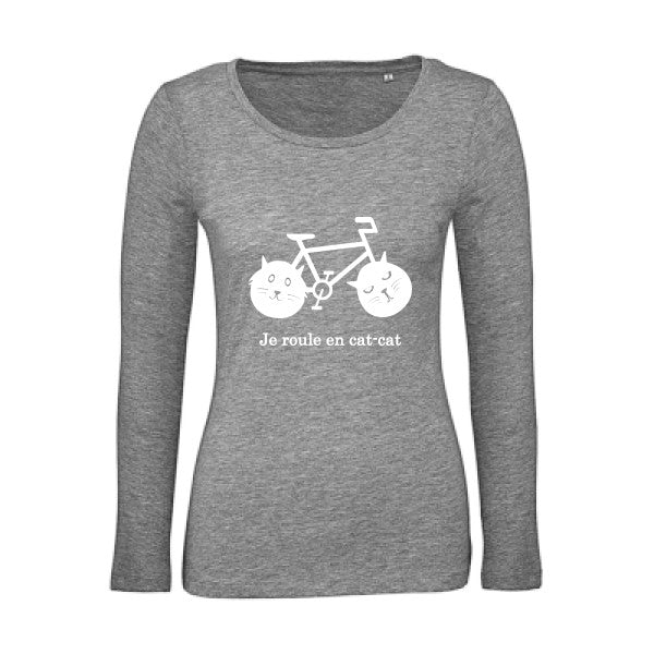 cat-cat bike Blanc |   T shirt manches longues femme|100% bio