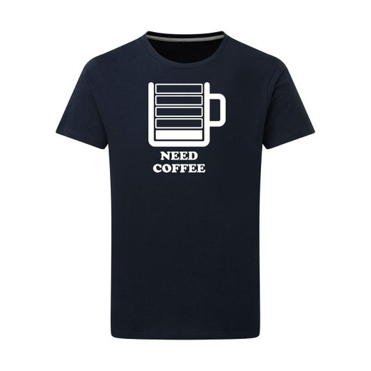 Need Coffee -Flex Blanc sur T-shirt SG  Navy  5XL