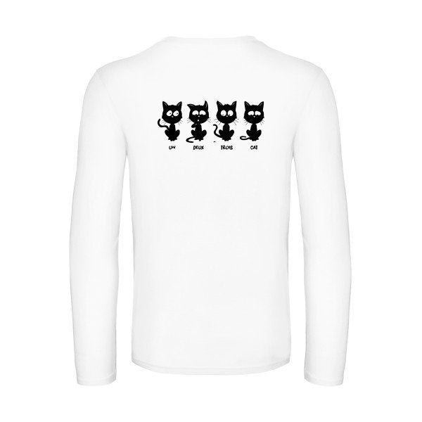 un deux trois cat - t shirt- manches- longues- original- humour- White impression Dos