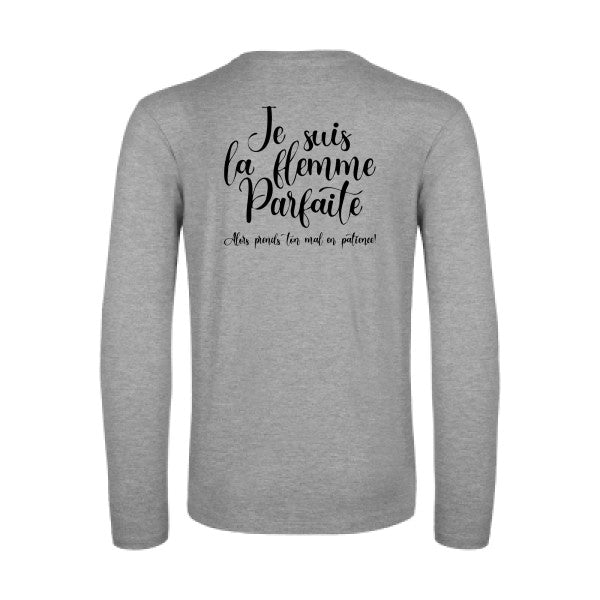 la flemme parfaite - t shirt- manches- longues- original- humour- Sport Grey impression Dos