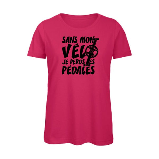 T shirt humour bio femme   femme bio|Sans mon vÃ©lo, je perds les pÃ©dales ! Noir 