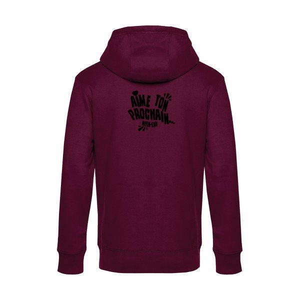 Aime-ton-prochain-! sweat shirt original Burgundy flex Noir impression Dos