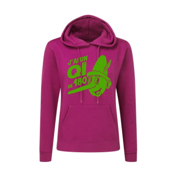 Quotient intellectuel Vert pomme |Sweat original à capuche Femme