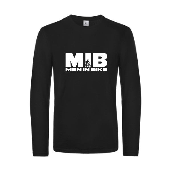 men in bike - t shirt- manches- longues- original- humour- Black impression Face