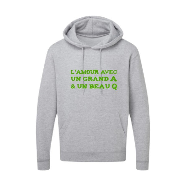 L'Amour avec un grand A et un beau Q |Sweat capuche imprimé|Vert pomme