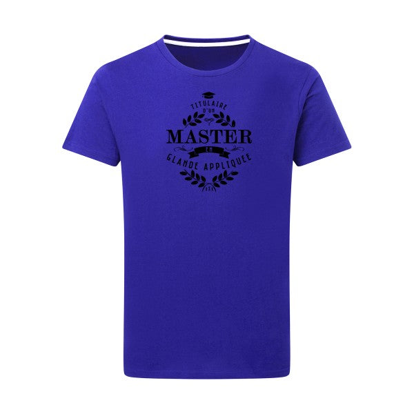 Master en glande appliquée noir -Flex noir sur T-shirt SG  Royal Blue  5XL