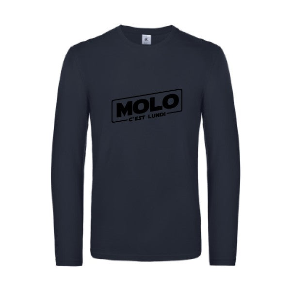 molo c est lundi - t shirt- manches- longues- original- humour- Navy impression Face