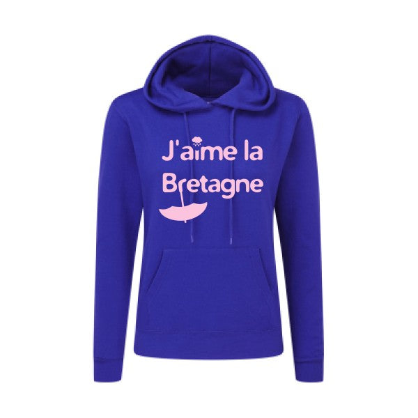 J'aime la Bretagne Rose |Sweat original à capuche Femme