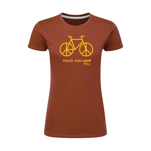 Peace and vélo jaune Or |T shirt original femme|SG