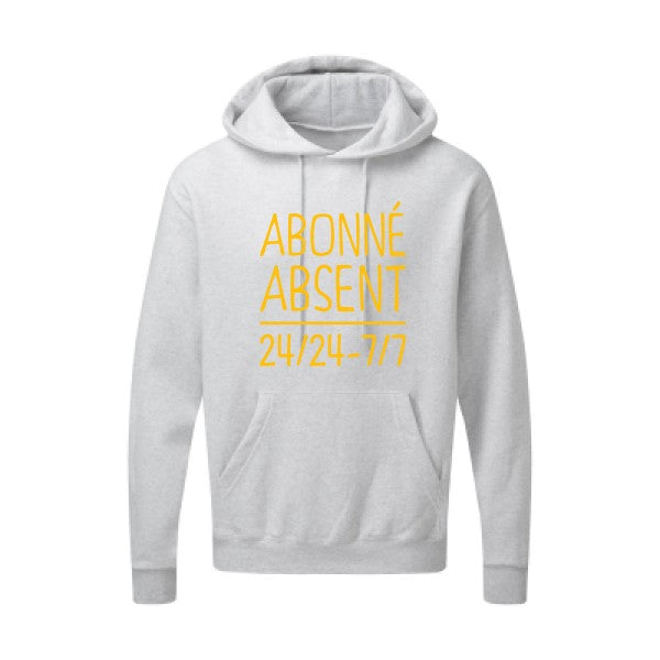 Abonné absent jaune Or |Sweat capuche imprimé homme