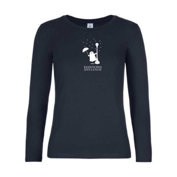 t-shirt lsl femme Hantons-sous-la-pluie Navy flex blanc