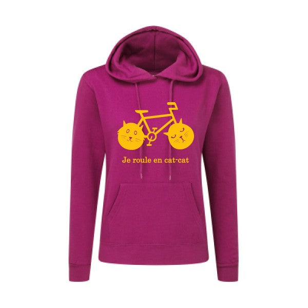 cat-cat bike jaune Or |Sweat original à capuche Femme