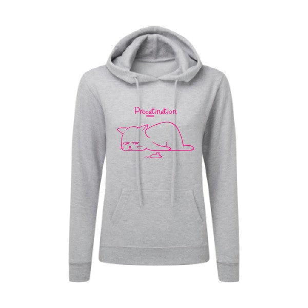 Procatination Rose Fluo |Sweat original à capuche Femme