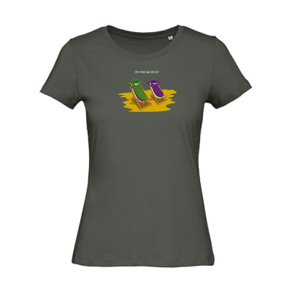 On-n-est-pas-bio-la-?- - t-shirt original femme Millennial Khaki