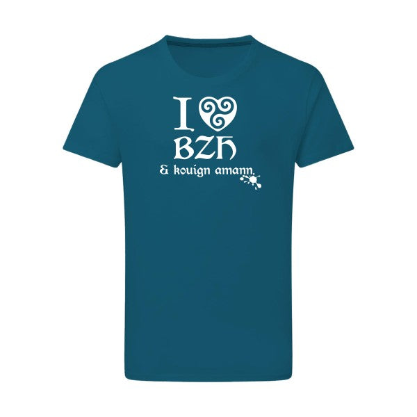 Love BZH & kouign Blanc -Flex Blanc sur T-shirt SG  Petrol  2XL