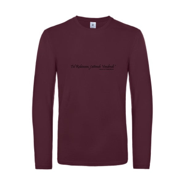 yes vendredi  - t shirt- manches- longues- original- humour- Burgundy impression Face