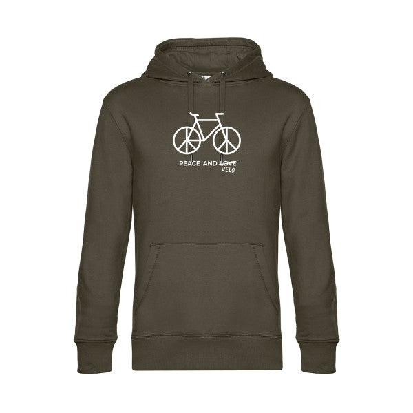 Peace-and-velo sweat shirt original Khaki flex Blanc impression Face