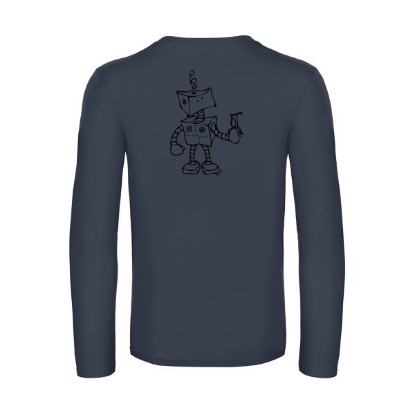 robot & bird - t shirt- manches- longues- original- humour- Navy impression Dos