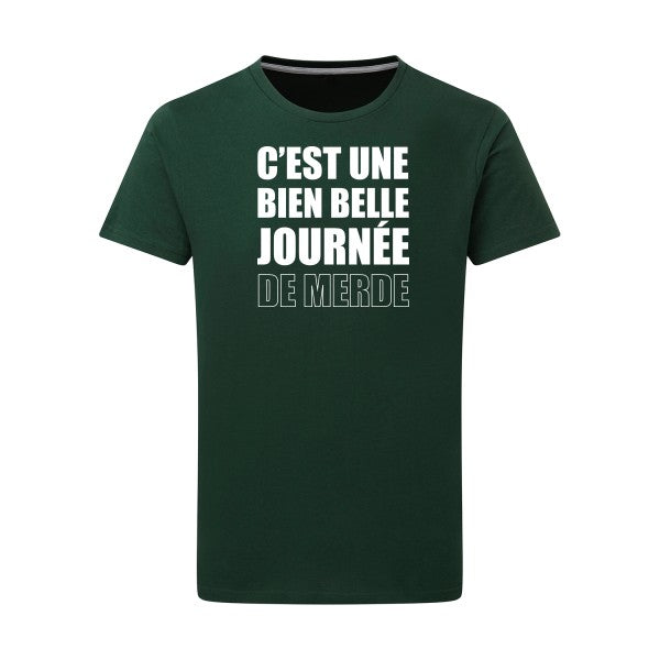 Journée de m... Blanc -Flex Blanc sur T-shirt SG  Bottle Green  2XL