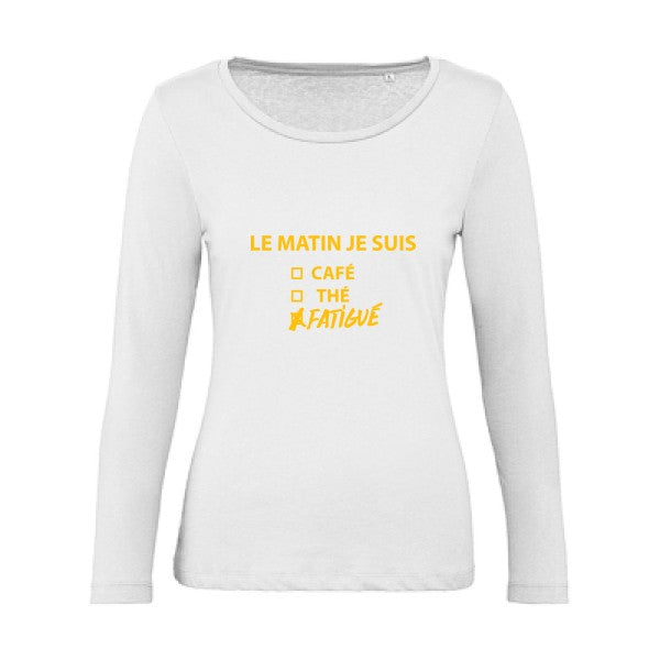 Le matin je suis... jaune Or |   T shirt manches longues femme|100% bio