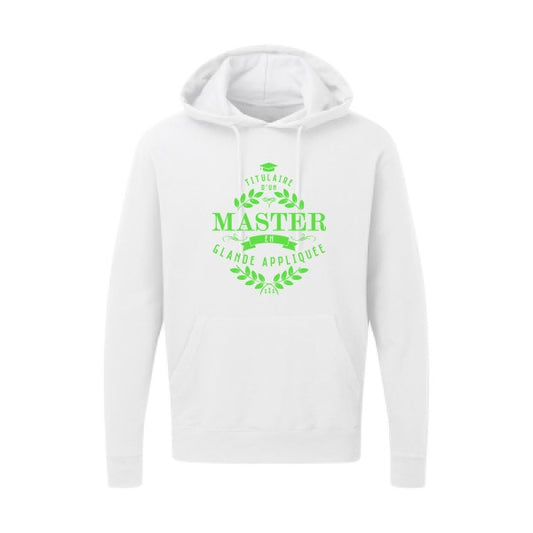 Master en glande appliquée Vert fluo |Sweat capuche imprimé homme