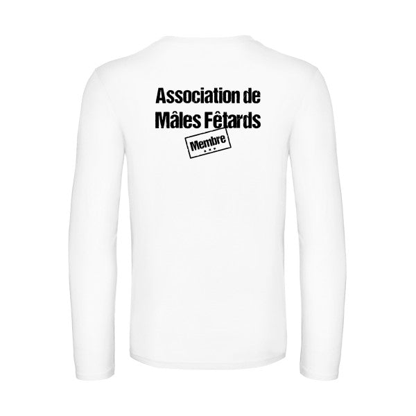 association de males fetards - t shirt- manches- longues- original- humour- White impression Dos