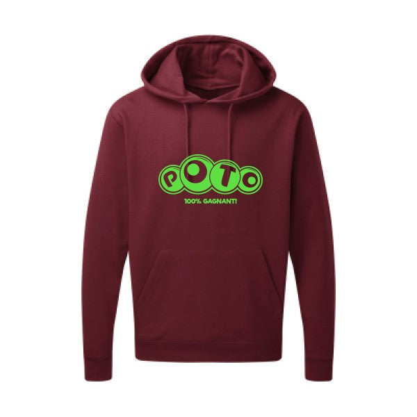 Poto Vert fluo |Sweat capuche imprimé homme