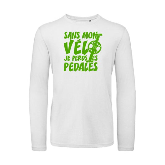 Sans mon vélo, je perds les pédales ! Vert pomme |T shirt bio homme rigolo manches longues