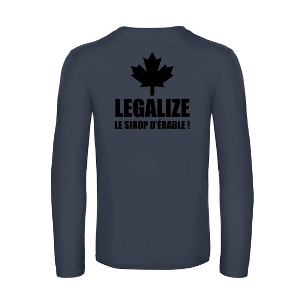 legalize le sirop d erable - t shirt- manches- longues- original- humour- Navy impression Dos
