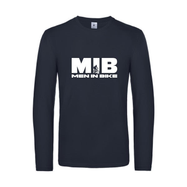 men in bike - t shirt- manches- longues- original- humour- Navy impression Face
