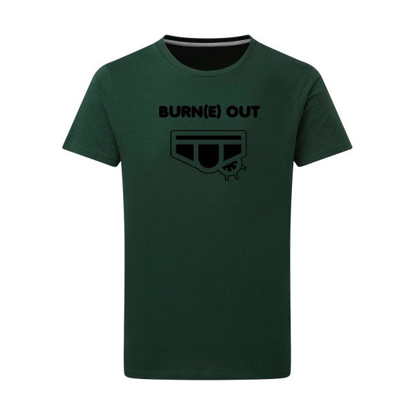 Burn(e) Out noir -Flex noir sur T-shirt SG  Bottle Green  2XL