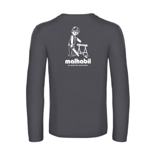 malhabil... - t shirt- manches- longues- original- humour- Dark Grey impression Dos