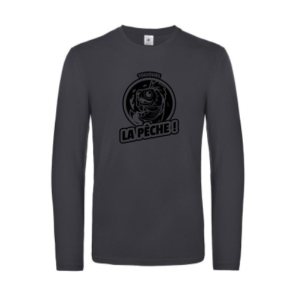 toujours la peche  - t shirt- manches- longues- original- humour- Dark Grey impression Face