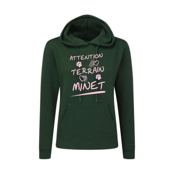 Attention Terrain Minet Rose |Sweat original à capuche Femme