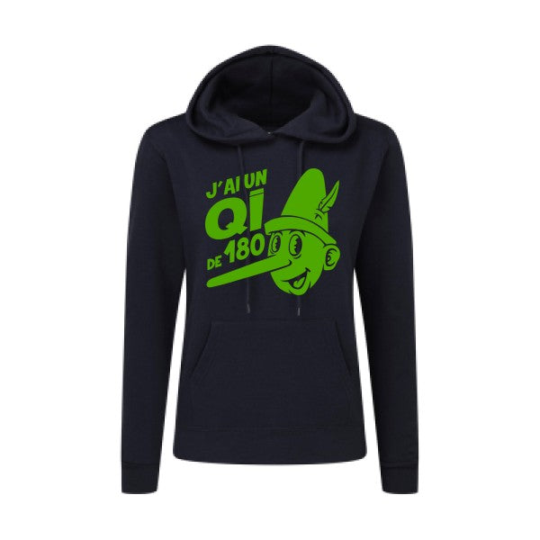 Quotient intellectuel Vert pomme |Sweat original à capuche Femme