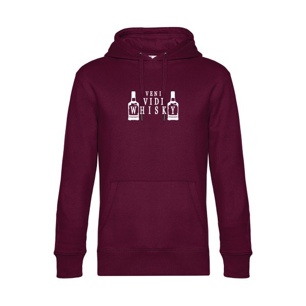 VENI-VIDI-WHISKY sweat shirt original Burgundy flex Blanc impression Face