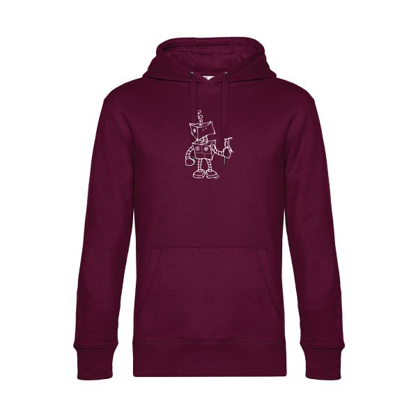 Robot-&-Bird sweat shirt original Burgundy flex Blanc impression Face