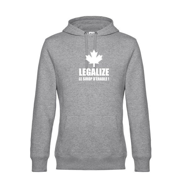Legalize-le-sirop-d-erable sweat shirt original Heather Grey flex Blanc impression Face