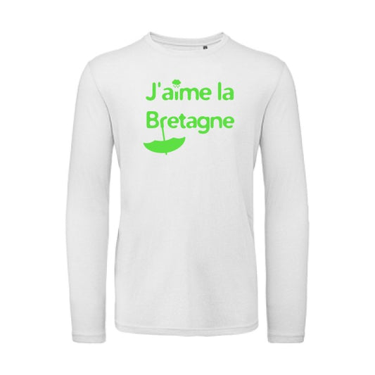 J'aime la Bretagne Vert fluo |T-shirt bio manches longues