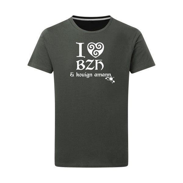 Love BZH & kouign Blanc -Flex Blanc sur T-shirt SG  Charcoal  5XL