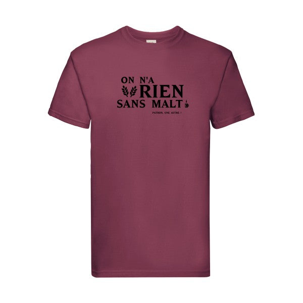 T-shirt|On n'a rien sans malt |Noir  |Fruit of the loom 205  G