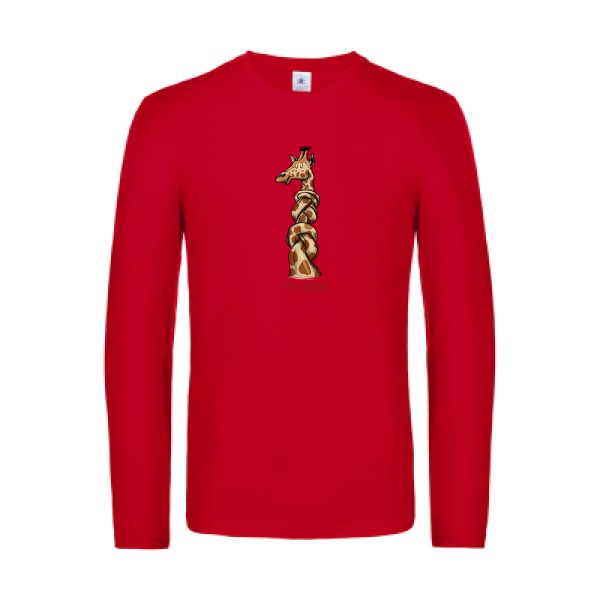 1-tete-2-noeuds-t-shirt-manches-longues-original-humour -Red