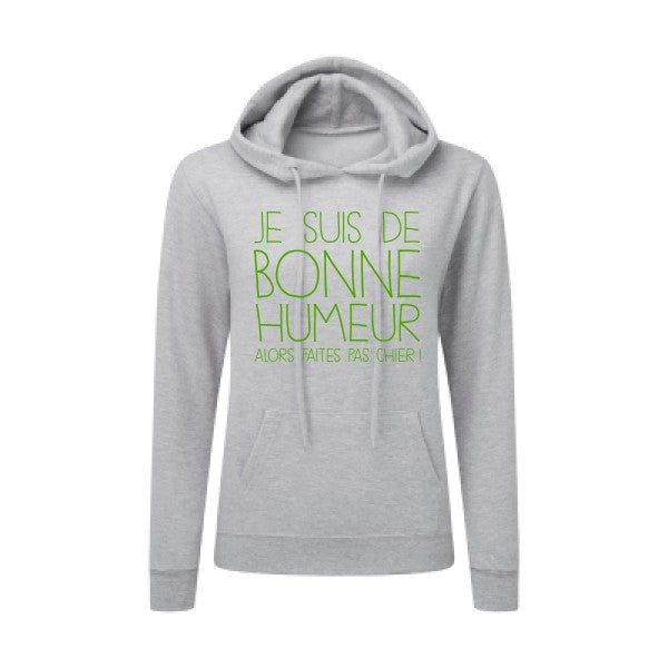 BONNE HUMEUR Vert pomme |Sweat original à capuche Femme