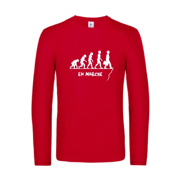 en marche - t shirt- manches- longues- original- humour- Red impression Face