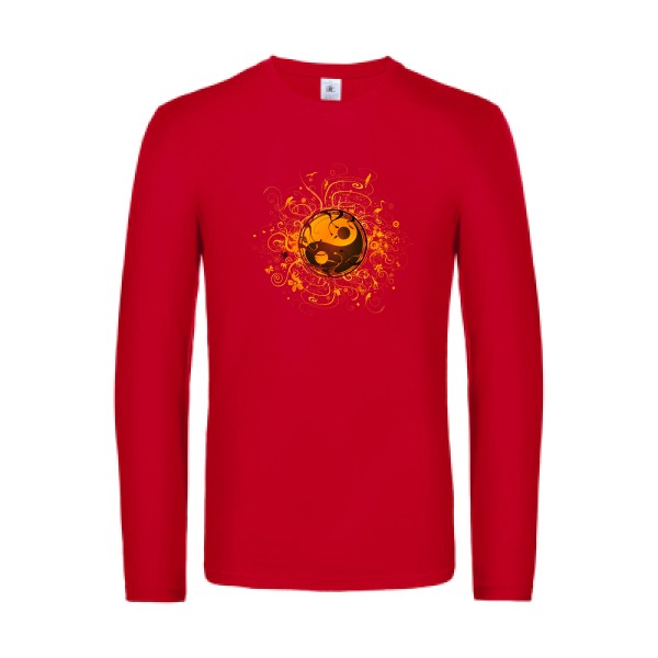 ying-yang-t-shirt-manches-longues-original-humour -Red