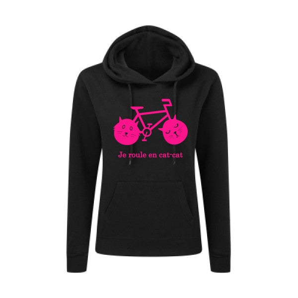 cat-cat bike Rose Fluo |Sweat original à capuche Femme