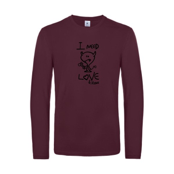 lover - t shirt- manches- longues- original- humour- Burgundy impression Face